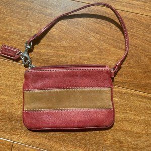 Coach red and tan wristlet